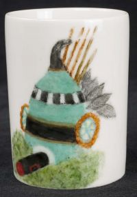 Sio Hemis Ta-Amu (Ripened Corn) Native American Hopi Indian Handpainted Cof